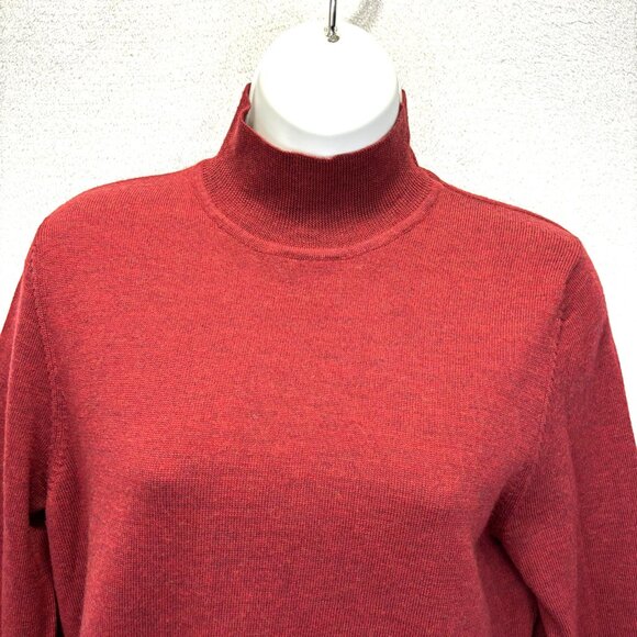 Valerie Stevens Merino Wool Mock Neck Sweater Womens Medium Red Lightweight - Picture 2 of 13